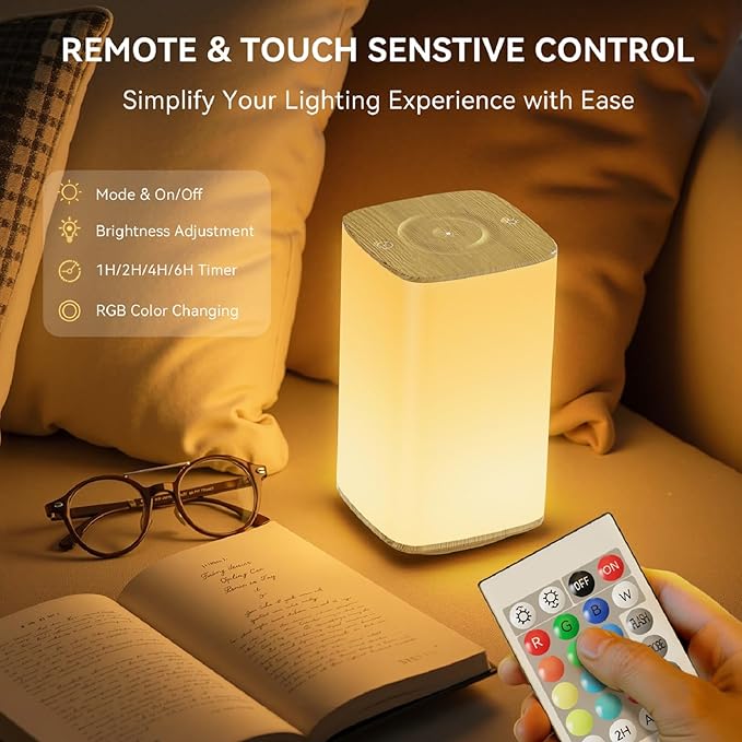Auxmir Nursery Night Light for Kids, Touch Dimmable Night Lamp with 256 RGB Color Changing for Baby Adult, Breastfeeding, Sleep Aid, 4000mAh Rechargeable Bedside Table Lamp with Timer, Soft Eye Caring
