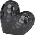 Deco 79 Porcelain Ceramic Heart Decorative Sculpture Dimensional Angled Origami Inspired Home Decor Statue, Accent Figurine 8" x 3" x 8", Black