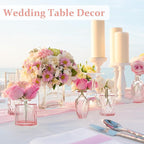 BEAHOT 22 Pack Pink Flower Vase in Bulk,Mini Vintage Glass Bud Vases for Centerpieces,Wedding Decor,Party & Home Decaration,Mother's Day (Pink)