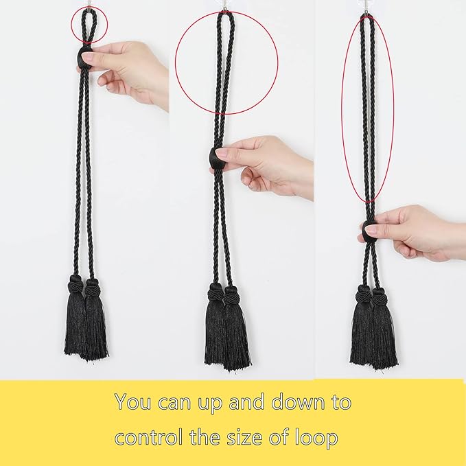 Curtain Tiebacks with Tassel,Modern Rope Window Curtain Ties Backs for Draperies, Outdoor Elegant Decorative Curtain Holdbacks 4 Pack