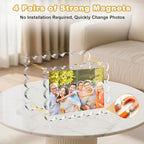 5x7 Acrylic Picture Frames, 3 Pack Magnetic Photo Frame with Stands, Double Sided Clear Picture Frames,10+10mm Thickness Scalloped Photo Frames for Home Office Decor Table Top Display