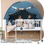 Razee Full Size Bed Canopy for Kids, Boys Bed Tent Dream Privacy Sleeping Tents Indoor, Toddler Under Bunk Bed Tent with Pennant Banners
