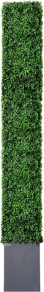 AGPL Upgraded Artificial Boxwood Hedge Wall with Dark Gray Stainless Steel Planter (96" Height 48" Width 12" Deep) Outdoor and Indoor Backdrop Divider Privacy Screen and Decorative Wall