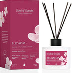 Soul & Scents Reed Diffuser Set – Blossom | 7.43 oz Refillable Scented Oil with 6 Fiber Sticks | Long-Lasting Home Fragrance & Air Freshener for Bedroom, Bathroom, Office | Gift & Décor Piece