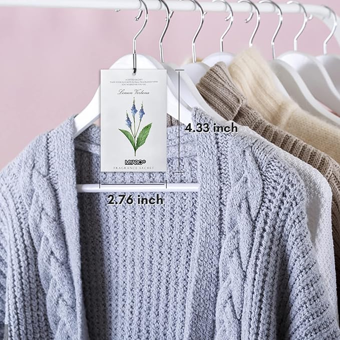 MYARO 12 Packs Lemon Verbena Scented Sachets for Drawer and Closet, Long-Lasting Sachets Bags Air Freshener, Fresh Scents Potpourri Bags Home Fragrance for Lover