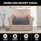 PrinceDeco Velvet Stretch Couch Cushion Cover, Sofa Slip Covers for Cushion Couch Chair Loveseat Sofa Furniture Protector Cushion Sofa Cover Each Width Up to 29.5", Grey