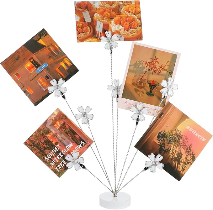 Photo Tree Holder Clip, 8 Branch Money Family Tree Gift Card Holder with Clips Picture Frame Stand for Memo Paper Note Wedding Photo Display Office Decor(White)