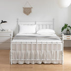 Bed Skirt Queen Size Ruffled Bed Skirt with Split Corners, 18 Inch Drop Dust Ruffle Bed Skirt with Platform, Ivory,Queen Size