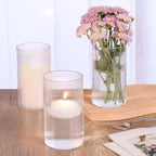 Glass Ribbed Cylinder Vases Pack of 6, Clear Ribbed Vases for Centerpieces Wedding Decoration, 6 Inch Tall Clear Flower Vase in Bulk, Hurricane Floating Candle Vase for Party Home Decor