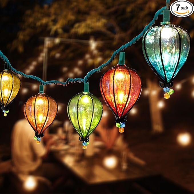 7 Pcs of 11FT Multicolor String Lights with 10 Bulbs, UL Listed Connectable Waterproof Decorative LED Lights Hanging for Backyard Patio, Indoor/Outdoor for Christmas Wedding Party Festival Lighting