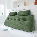 Headboard Wedge Pillow with 2 Pack Neck Roll Pillow Large Headboard Pillow Soft and Supportive with Removable Cover (sage Green, Queen:59x8x20 Inches)