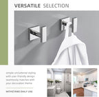 Angle Simple Bath Towel Hook 2 Pack, Stainless Steel Square Robe Coat Holder for Wall, Bathroom Kitchen Garage Wall Hook for Hanging Tools, Polished Chrome