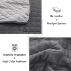 Exclusivo Mezcla Reversible Twin Quilt Bedding Set with Pillow Sham, Lightweight Quilts Twin Size, Soft Bedspreads Bed Coverlets for All Seasons - (Grey, 68"x88")