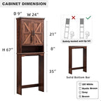 Over The Toilet Storage Cabinet, Farmhouse Bathroom Cabinet with Adjustable Shelf & Barn Door, 67" Tall Over The Toilet Shelf, Brown