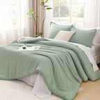 Litanika Oversized King Comforter Set 120x120, 3 Pieces Sage Green Super King Lightweight Solid Bedding Set, All Season Fluffy Bed Set Quilt Blanket