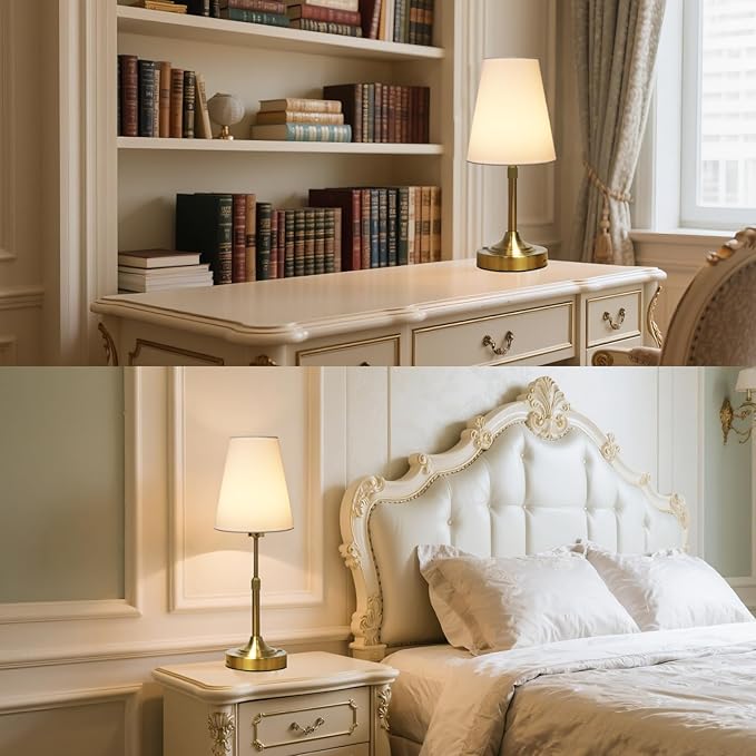 Portable Cordless Table Lamp, Built in Rechargeable Battery, 2700-6000k Color Temperature, Fully Dimmable, Scalable, Ambient Light for Patio, Restaurant, Bar, Bedroom, Dining (Gold)