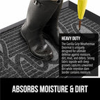 GORILLA GRIP 100% Waterproof All-Season WeatherMax Doormat 35x23, US Designed Natural Rubber, Stain and Fade Resistant, Low Profile Indoor Outdoor Door Mats, Easy Clean Patio Mat, Charcoal Hello