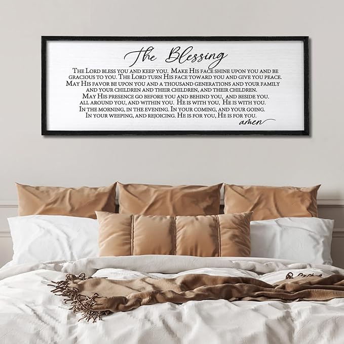 The Blessing Christian Song Lyrics Wall Decor Art 24"X10" Quote Christian Bible Verse Religious Scripture Wall Sign (Black)