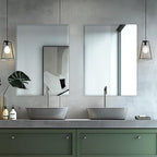 Mirrorons Beveled Mirror, Wall Mirror 24" x 32", Frameless Rectangle Bathroom Mirror with Beveled Edge, Hangs Horizontally or Vertically. Rounded Corner Tempered