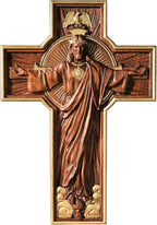 BGCOPPER Wooden Crucifix Wall Cross Catholic Handmade Orthodox Jesus Cross for Wall Decor Easter Christmas Gift