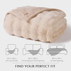 EVERGRACE Ultra Soft Luxury Fluffy Ridgeline Faux Rabbit Fur Throw Blanket, Thick Warm Bubble Throw for Bed, Cozy Plush Reversible Blankets for Couch, Chair, Sofa, Cream, 80x90 Inches, 870 GSM