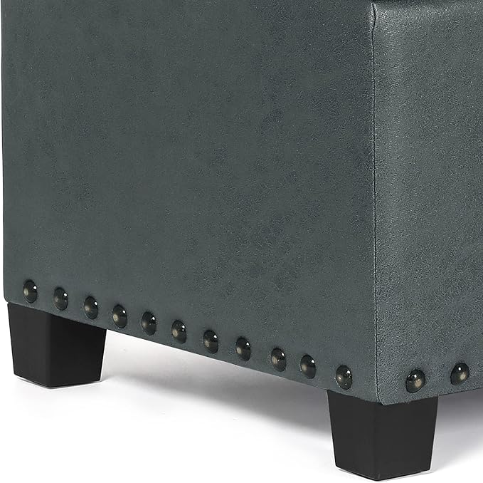Joveco 47 Inch Storage Ottoman Bench,Tufted Fabric Storage Bench with Nailhead Trim for Bedroom (47”,Gray)
