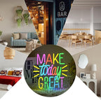 Make Today Great Neon Sign for Wall Decor, Inspirational Colorful Letter Neon Light, Dimmable Motivational Word Led Light Up Sign for Classroom, Cafe, Wedding Party,Birthday Wall Decor