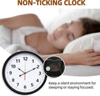 LEIKE Metal Wall Clock 16IN Black, Retro Silent Quartz Battery Operated, Decorative for Patio, Kitchen, Living Room, Bedroom, Pool