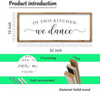 ZZJJHYWGQ In This Kitchen We Dance Sign Wall Decor 32"×12" Farmhouse Funny Kitchen dining room Signs Horizontal Wooden Framed hanging Art (Wood)