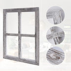 Rustic Wood Window Frame with Green Wreath and Arrows Wall Decor，Farmhouse Window Frame Hanging Decor, Wooden Fake Decoration,Window Pane Wall Decor,Set of 2 (White)