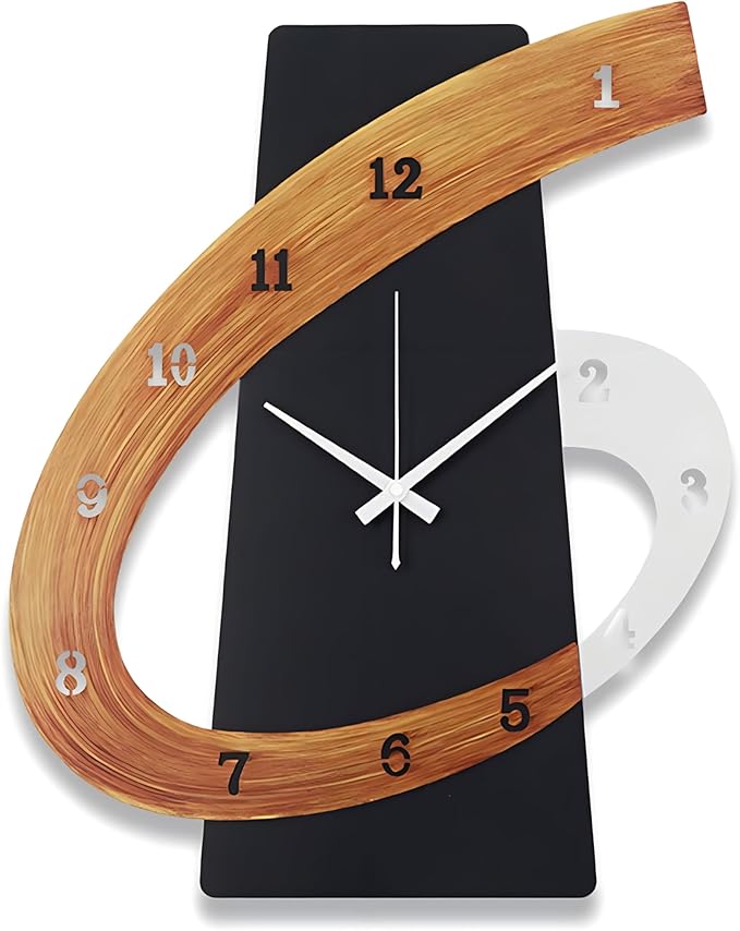 Modern Large Decorative Wall Clock，20 inch Black Silent Non-Ticking Nordic Metal Wall Clocks for Living Room Home Kitchen Bedroom Cafes Office Staircase，Arabic Numerals Quartz Clock((40x50cm)