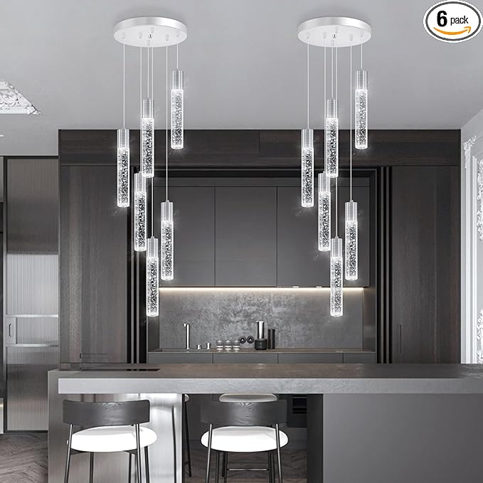 Mini Chandeliers for Kitchen Island Modern Crystal Pendants Light Dining Room Pendant Lighting Fixture High Ceiling Hanging Lights Bedroom Island Kitchen Foyer 6000K White Light Fixtures Chrome