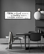 Bless the Food Before Us Wall Decor: Farmhouse Rustic Kitchen Signs Wall Decor Framed Hanging Wall Plaques 12" x 40",Inspirational Quotes The Family Beside Us Signs