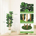 GarveeHome 5 ft Faux Fiddle Leaf Fig Tree with White Pot, Faux Trees with Artificial Plants 56 Fiddle Leaves Greenery - Lifelike Fake Tree for Home Office Store Room Decor Indoor Outdoor