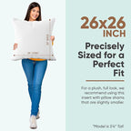 Pillowflex Synthetic Down Alternative Pillow Inserts for Shams - Comfy Pillows for Sleeping, Perfect Pillow & Best Sleeping Pillows, Handmade Down Alternative Throw Pillow Inserts - (26x26 Set of 2)