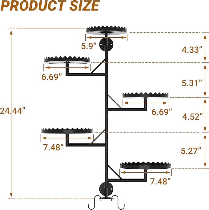 Rotating Wall Plant Shelves Versatile Window Plant Shelf for Indoor Plants Bathroom Living Room Use Wall Planter with Durable Metal Material 5 Pots