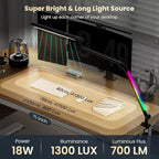 Pak LED Desk Lamp with Clamp, 18W Dual Light Architect Desk Light, Adjustable Swing Arm RGB Light Sensor Switch, Eye-Caring 4 Modes Stepless Dimming Table Lamp for Home Office Reading Study Gaming