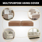 PrinceDeco Velvet Couch Cushion Cover Soft Stretch Cushion Slipcover for Chair Loveseat Sofa Cushion Furniture Protector Seat Cushion Sofa Cover (2 Piece Large Sofa Cushion Covers, Camel)
