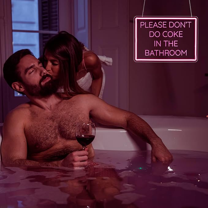 Neon Sign, Please Don't Do Coke in The Bathroom Neon Signs for Wall Decor Neon Pink LED Signs 3D Engrave Neon Light Up Signs Home Decor for Bathroom Business Club Party Bars Shop USB Operated