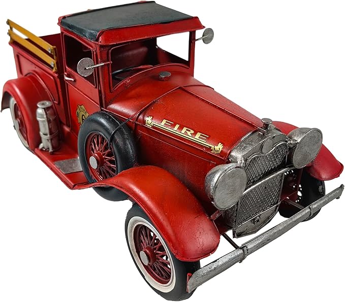 12'' Iron Classic Red Truck Pick-up Model Collectible Vehicle Decoration, Metal Christmas Decor, Unique Blend of Vintage, Rustic, Farmhouse Truck for Table Top (B)