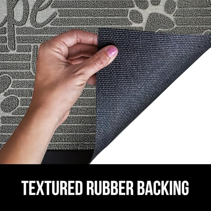 GORILLA GRIP 100% Waterproof All-Season WeatherMax Doormat, 47x35, US Designed Natural Rubber, Stain and Fade Resistant, Low Profile Indoor Outdoor Door Mats, Easy Clean Patio Mat, Stone Paws