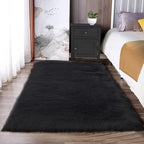 Latepis Black Fluffy Small Fur 3x4 Area Rug for Bedroom Bedside Washable Rugs Fuzzy Shaggy Rug for Living Room Soft Boho Rugs Luxury Home Decor