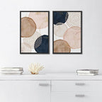 SIGNFORD Framed Wall Art Print Set Pastel Watercolor Vibrant Circle Collage Abstract Shapes Illustrations Modern Minimalist Relax/Calm Multicolor for Living Room, Bedroom, Office - 24"x36"x2 Black