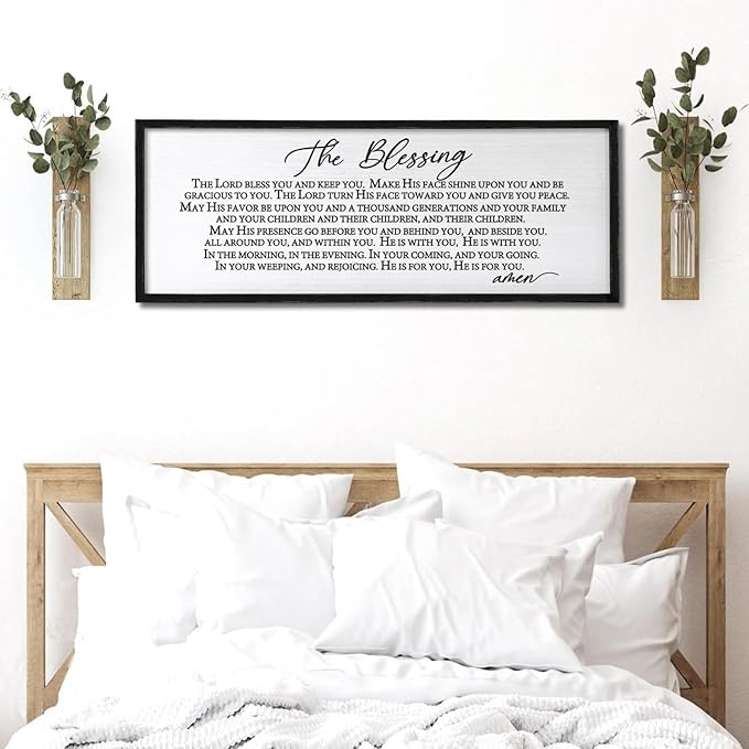 The Blessing Christian Song Lyrics Wall Decor Art 24"X10" Quote Christian Bible Verse Religious Scripture Wall Sign (Black)