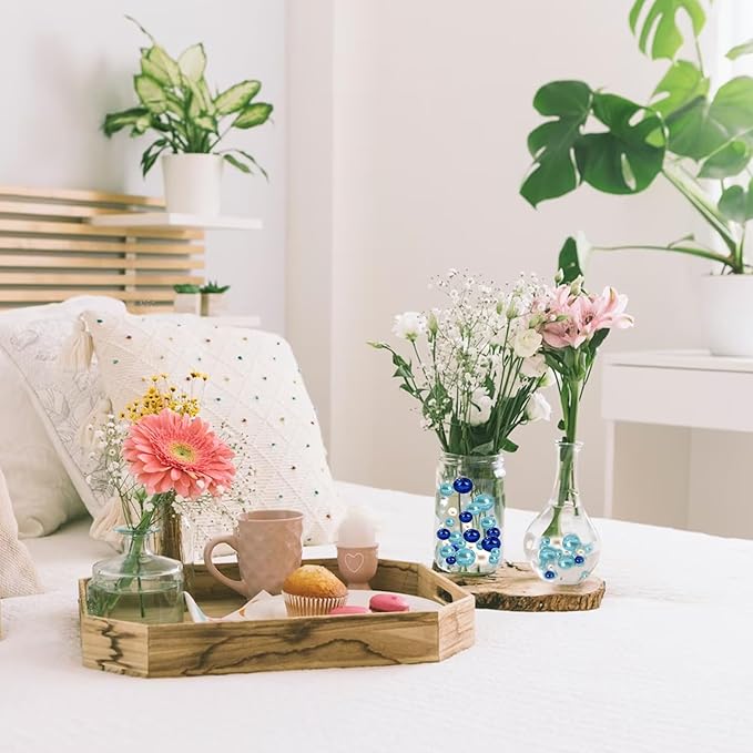 200 PCS Teal Vase Fillers, Pearls Bead for Centerpieces Vases, 10/14/20 MM No Hole Beads, Fake Pearls for Wedding Birthday Anniversary Theme Party Table Centerpieces Decor