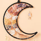 Rainbow Agate Gemstone Big Dream Catcher 7 Chakra Tree of Life Dream Catcher with Crystal Stones Handmade Dreamcatcher Wall Decor for Adults Boys Girls,Bedroom,Garden,Bless Gift(Large Colorful Moon)