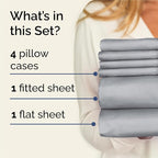King Sheets Set 6 Piece - Includes 4 Pillowcases - Bed Sheets King Size - Soft Hotel Luxury Bedding - Cooling, Comfy, Cozy & Breathable - 1 Flat & 1 Fitted & 4 Pillowcases w/ Deep Pockets - Steel Blue
