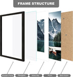 11x17 Picture Frame Set of 3 - Display 8x12 Photo with Mat or 11 x 17 Poster without Mat, Wall Mounting Horizontal and Vertical, Black