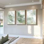 Large Framed Sage Green Abstract Wall Art for Living Room, 3 Piece Green and Gold Canvas Prints Paintings Artwork for Walls, Modern Minimalist Pictures for Hallway Stair Office Wall Decor 24x36 In