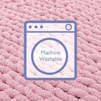 Bigacogo Chunky Knit Throw Blanket for Couch, 40x60 inches, 100% Hand Knitted with Thick Jumbo Chenille Yarn, Cozy Soft Large Rope Knot Cable Crochet Blankets for Sofa Bed Living Room, Blush Pink